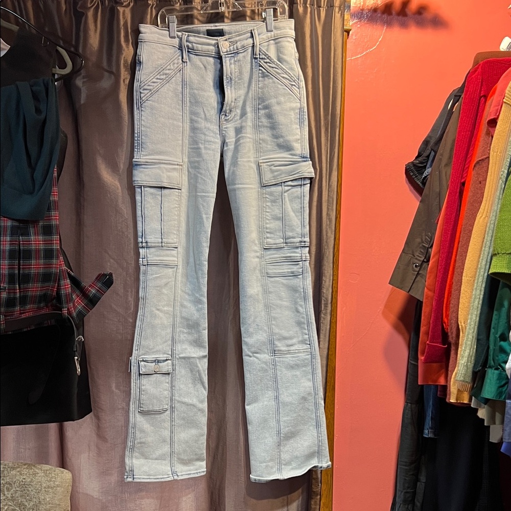MOTHER Light Blue Flare Utility Jeans like new 27